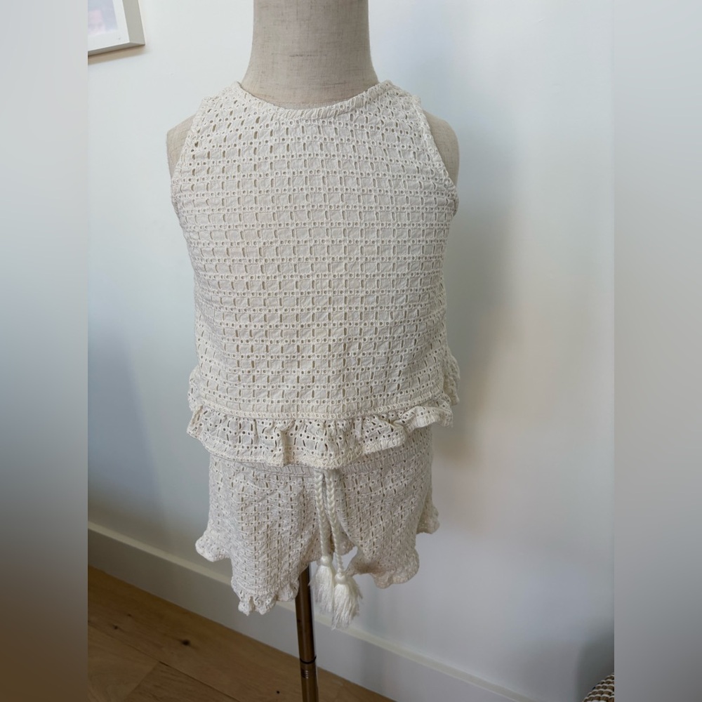 Rylee + Cru Ivory Crochet Top and Shorts